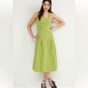 Anthropologie Maeve Alessandra Cross Back Midi Dress Square Neck Textured